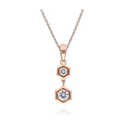 Collana Con Zaffiro. Ciondolo In Oro Rosa 9 Carati Ispirato A Nido D'ape, Con Zaffiro 0,94 Ct en oferta