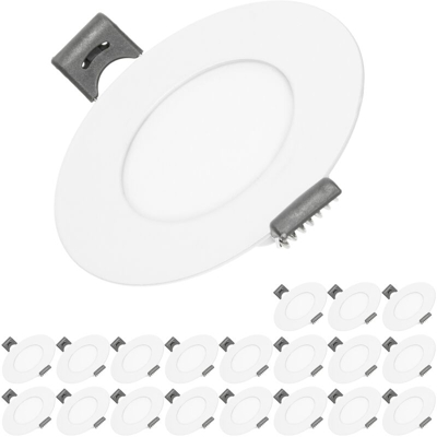 ECD Germany 20 x Faretto da Incasso Pannello LED Sostituisce 25W Alogeno - Ultra Sottile - Rotondo ? 8,5 cm Bianco Freddo 6000K - IP44 - Luce