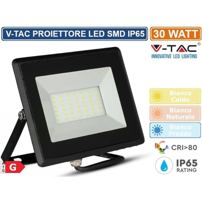 Faro LED V-TAC SMD 30W E-Series Colore Nero 3000K IP65