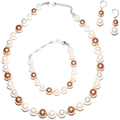 Set Di Gioielli Ganelli Con Perle Di Maiorca - Collana, Bracciale, Orecchini (d'oro)
