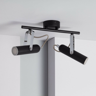 Ledkia - Lampadario LED Orientabile Bari 2 faretti 8 W Nero Bianco Naturale 4000K