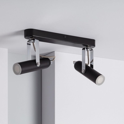 Ledkia - Lampadario LED Orientabile Big Bari 2 faretti 8W Nero Bianco Naturale 4000K