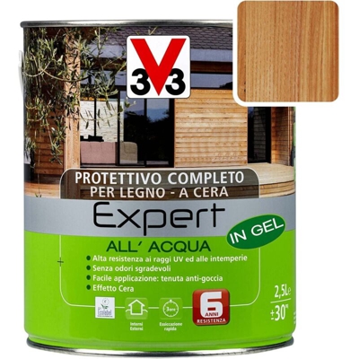 Protettivo Completo Expert Vernice ad Acqua per Legno Finestre Persiane Cera - Formato: 2,5 Lt - Colore: Noce Medio - V33