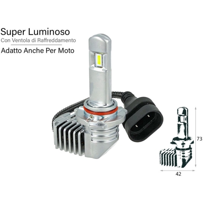 Kit Full Led All In One Canbus HB3 9005 HB4 9006 30W 12V 24V Per Auto Moto Scooter Camion Bianco 4000 Lumen Con Ventola Silenziosa Singolo Pezzo