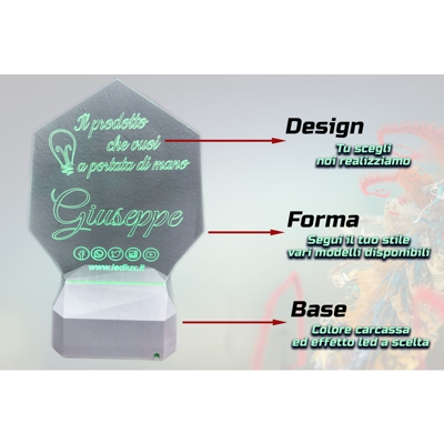 LEDLUX 3DC001 3D Acrilico Forma Poligonale Senza Figure (3DC001)