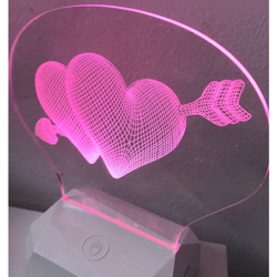 3DD907 3D Acrilico Forma Ventaglio Figura Doppio Cuori Con Freccia (3DD907) - Ledlux precio