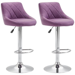 2X Sgabelli Design Lazio in Similpelle - Sedie Cucina Girevoli e Regolabili (83-104 cm) con Poggiapiedi I Sgabelli Bar Imbottiti (2 Pezzi) Viola en oferta