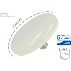 Lampadina LED V-TAC Chip Samsung E27 36W UFO F250 4000K en oferta