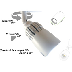 LP1703N Faro Lampada Led Da Soffitto Parete Muro 10W Bianco Neutro Carcassa Bianca Angolo Luce Regolabile Da 24 a 60 Gradi 220V - Ledlux en oferta