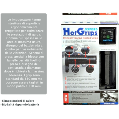 LEDLUX HC800501 Manopole Riscaldate Universale Premium Touring Per Manubri Diametro 22mm Moto Scooter - Oxford