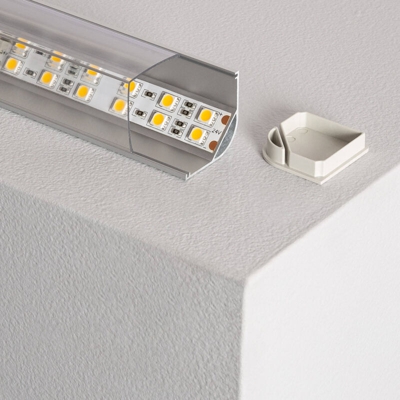 Ledkia - Profilo in Alluminio per Angoli Rotondo 1m Striscia LED Trasparente 90°