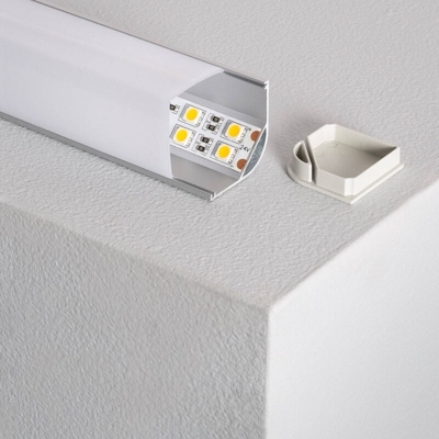 Ledkia - Profilo in Alluminio per Angoli Rotondo 1m Striscia LED Opaco 90º