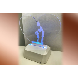 3DE905 3D Acrilico Forma Cuore Figura Mamma e Figlia (3DE905) - Ledlux en oferta