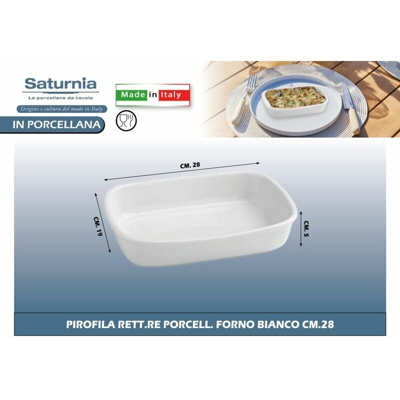 Pirofila Rett.Re Porcell. Forno Bianco Cm.28 - BIGHOUSE IT