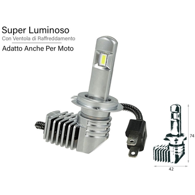 Kit Full Led All In One Canbus H7 30W 12V 24V Per Auto Moto Scooter Camion Bianco 4000 Lumen Con Ventola Silenziosa Singolo Pezzo - CARALL
