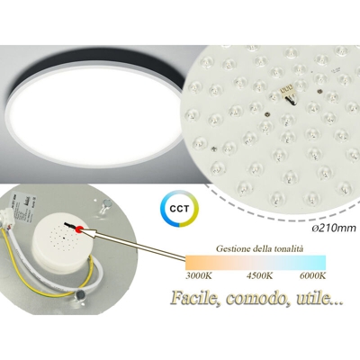 EB6025CCT Led Plate CCT 25W 220V Rotondo Diametro 210mm Bianco Caldo Neutro Freddo 3 In 1 Piastra Led Con Calamite Per Modificare Plafoniera - Ledlux