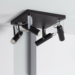 Ledkia - Lampadario LED Orientabile Bari 4 faretti 16W Nero Bianco Naturale 4000K en oferta