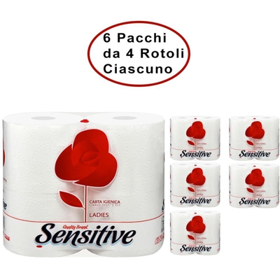 carta igienica ladies 5 veli 6 confezioni da 4 rotoli ciascuno - Sensitive