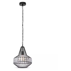 Lampadario LED a Gabbia in Metallo e Cristallo con Portalampada E27 (Max 60W) Colore Nero H:360mm Ø300mm - V-tac precio