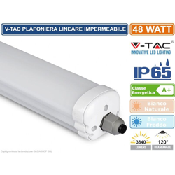 Plafoniera LED Impermeabile 48W G-Series 150cm 6400K IP65 - V-tac en oferta