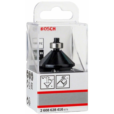 Bosch 2608628416 - Punta di centraggio smussata con cuscinetto a sfere, a 2 scanalature, con rivestimento laminato, in carburo di tungsteno, 45 gradi