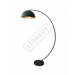 Piantana arco lucia di stones in metallo nero opaco e cappelo interno colore oro en oferta