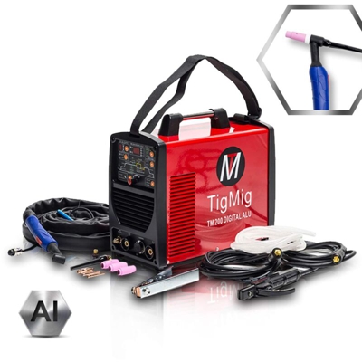 Tigmig - INVERTER SALDATRICE TIG WIG TM 200 DIGITAL ALU 200 A 60 % ALLUMINIO SALDATURA HF