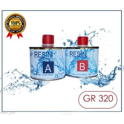 Resina Epossidica 320 Grammi Liquidissima Trasparente Bicomponente A + B Effetto Acqua - RESIN PRO