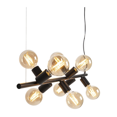 Lampada a sospensione facil - Moderno - Acciaio - Nero - Oblungo Max. 8 x Watt - Qazqa