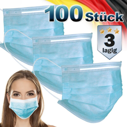 100x Maschera per viso da adulti 3 strati maschere monouso protezione naso bocca - ECD GERMANY características