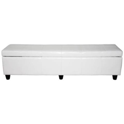 Panca Contenitore Kriens Xxl Pelle 180x45x45cm Bianco en oferta