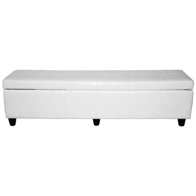 Panca Contenitore Kriens Xxl Pelle 180x45x45cm Bianco