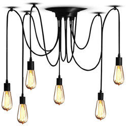 Lampada a sospensione per soffitto 6 teste lampadario corda plafoniera pendente - BRICOZONE en oferta