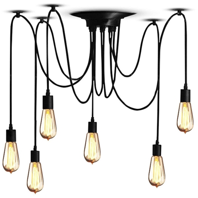 Lampada a sospensione per soffitto 6 teste lampadario corda plafoniera pendente - BRICOZONE