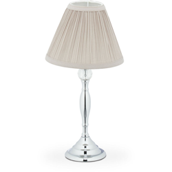Relaxdays - Lampada da Tavolo, con Cristallo, Paralume in Stoffa, E14, Luce per Salotto, Comodino, 42 x 21 cm, Argento en oferta