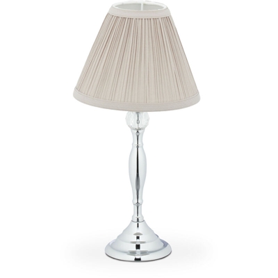 Relaxdays - Lampada da Tavolo, con Cristallo, Paralume in Stoffa, E14, Luce per Salotto, Comodino, 42 x 21 cm, Argento