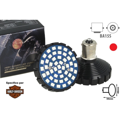 Carall - LEDLUX MA8248 Lampada Led BA15S 1156 Rosso Red Per Moto Harley Davidson Canbus No Errore Luce Stop No Polarita 48 Smd 2835