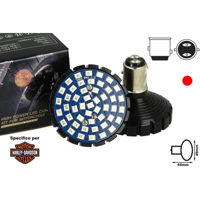 Carall - LEDLUX MA9248 Lampada Led BAY15D 1157 Rosso Per Moto Harley Davidson Canbus No Errore Luce Posizione e Stop No Polarita 48 Smd 2835