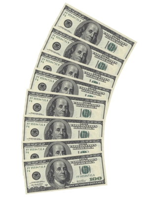 Confezione di 10 tovaglioli banconota da 100 dollari