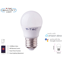 LEDLUX SH02755 Smart Lampada Led Bulb E27 G45 4,5W WiFi RGB CCT Dimmerabile APP Compatible Amazon Alexa Google Home SKU-2755 - V-tac precio