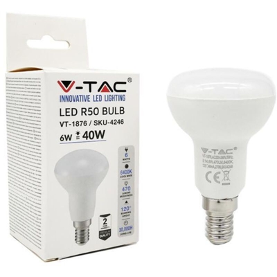 Lampadina a LED E14 6W R50 120º 400Lm 3000K - V-TAC