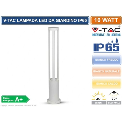 Lampada LED da Giardino Fissaggio a Terra LED COB 10W Colore Bianco h:80cm 3000K IP65 - V-tac