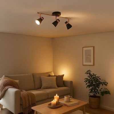 Arum Lighting - HAMPTON Plafoniera 3 Spot GU10 Nero Opaco - Oro Rosa