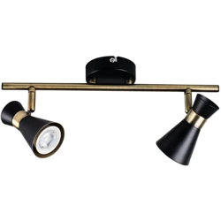 faretto parete mileno 2 luci 220-240 volt CE GU10 IP20 interno nero-oro orientabile kan 29114 - KANLUX precio