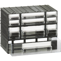 Cassettiera in plastica componibile con 10 cassetti, mis. 225 L x 133 P x 169 H mm, colore trasparente (Colore Trasparente/Nero - Modello 10 Cassetti en oferta
