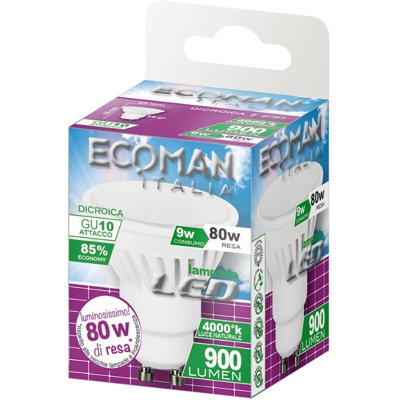 Ecoman Led Dicroica Gu10 9W 4000K Naturale