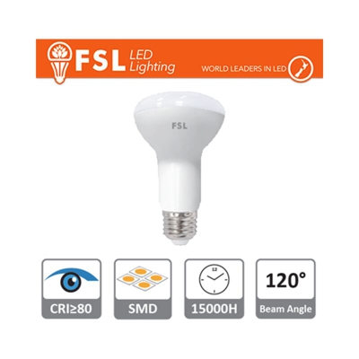 FSL - lampadina led spot r63 220-240 volt 8 watt A+ CE E27 bianco caldo no lif flr63a8w30k27