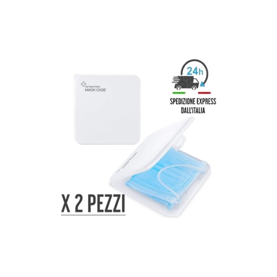 2 PEZZI Porta Mascherina Custodia Contenitore Organizer Portatile Tascabile Borsa Igienica BIANCO - DCK GROUP
