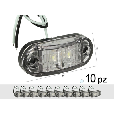 Carall - 10 Pezzi Fanali Laterali Led 24V 12V Bianco Freddo Per Luci Ingombro Cortesia Targa Cupola Cappa Camion Rimorchio Caravan Furgone