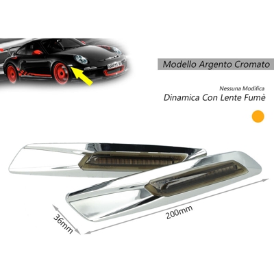 LEDLUX LN3511 Kit Freccia Laterale a Led Side Marker Dinamica Argento Cromato Lente Grigio BMW E81 E82 E87 E88 E90 E91 E92 E93 E60 E61 F10 - CARALL
